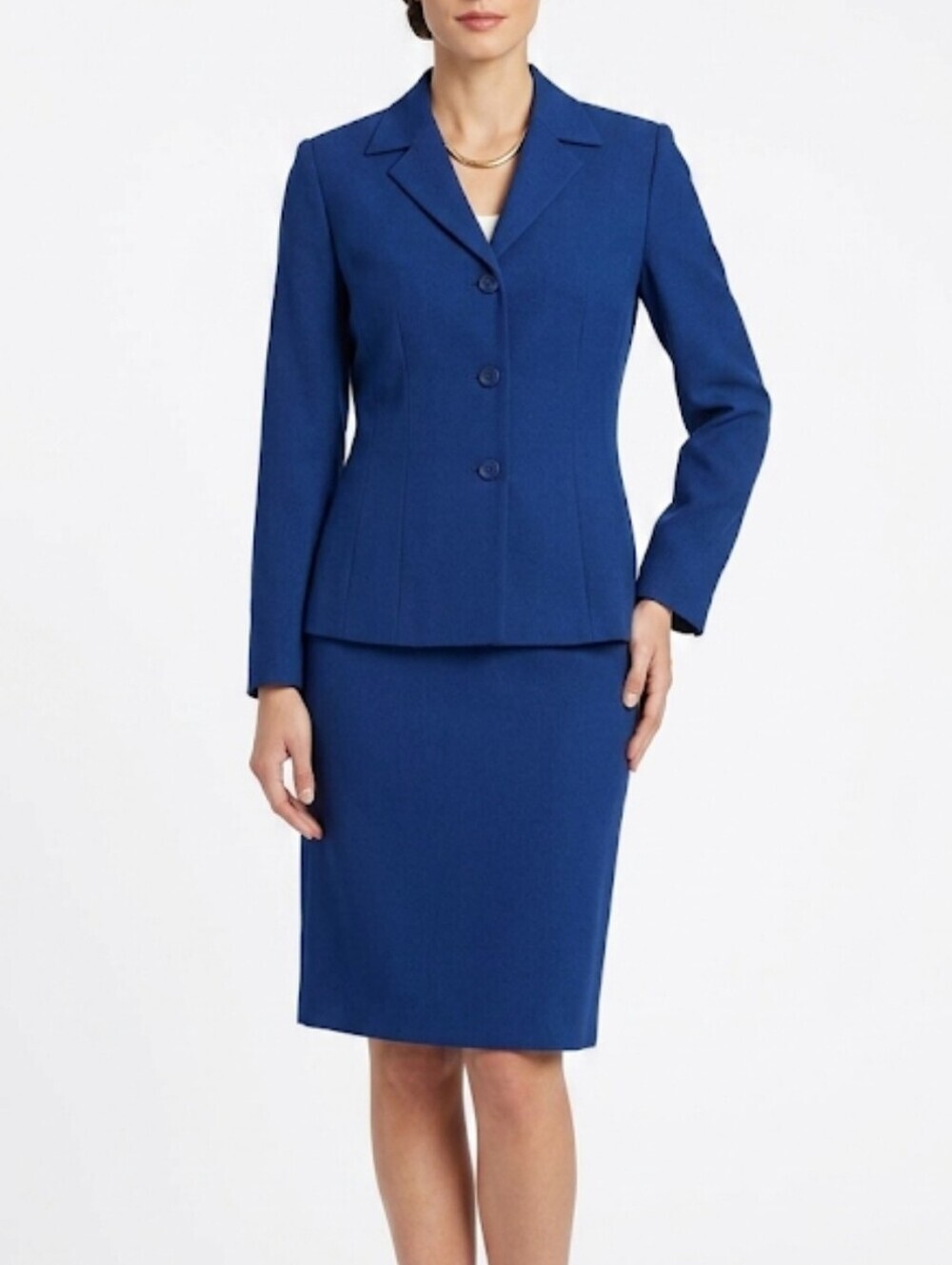 Pendleton Blue Virgin Wool 2 Piece Blazer & Midi Skirt Set Size 8/10 Careerwear